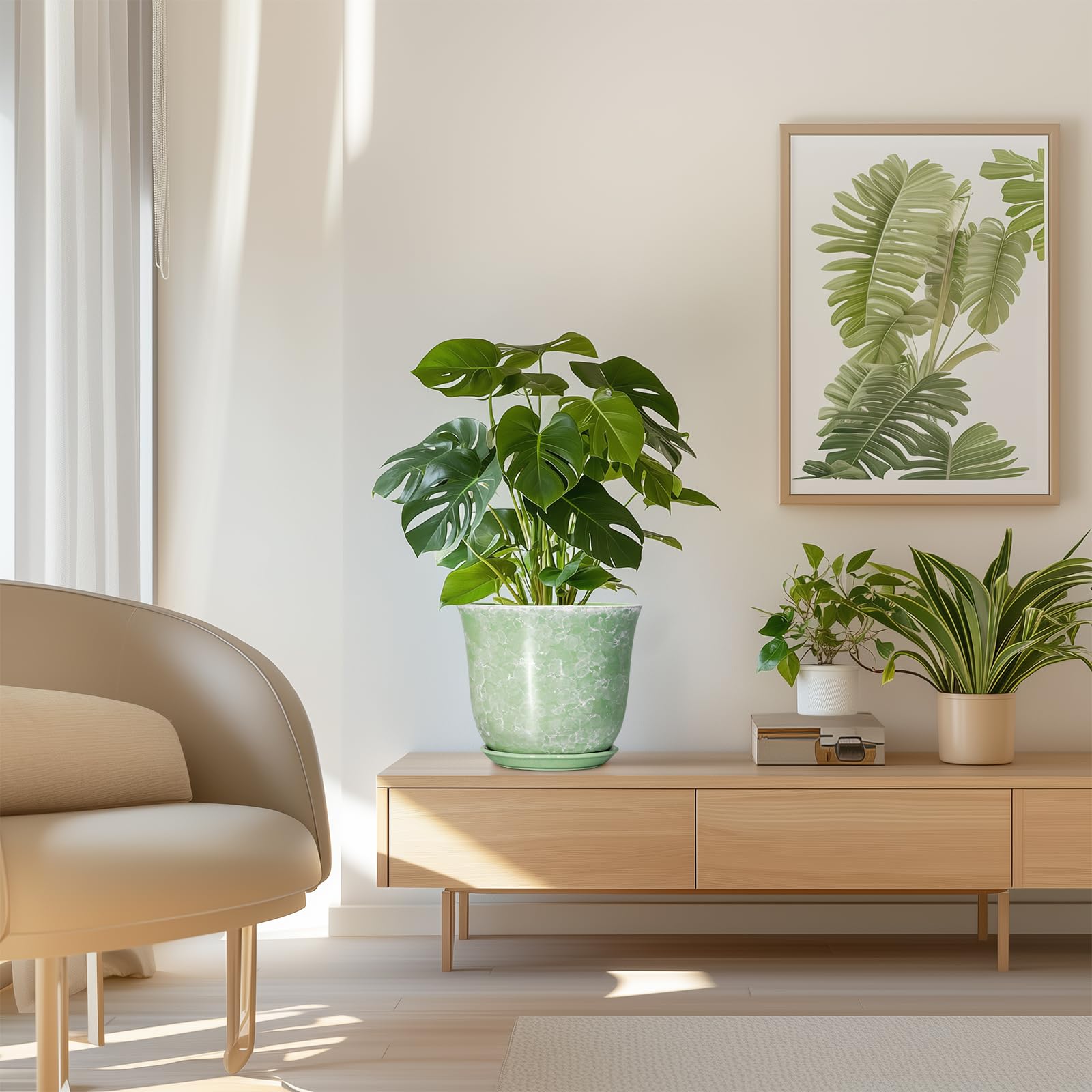 SUNPOTFOR maceta integrada en sala aporta estilo y verde decorativo