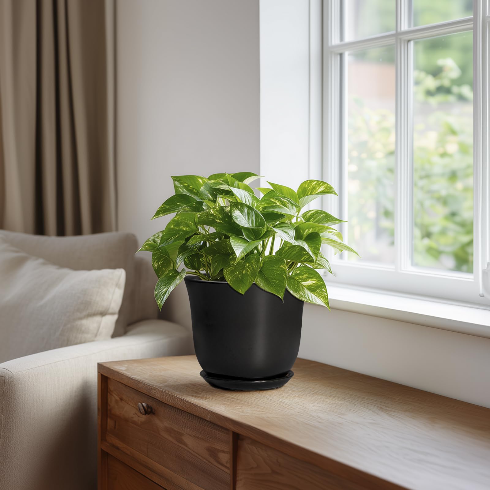 SUNPOTFOR maceta junto a manos para comparar tamaño práctico