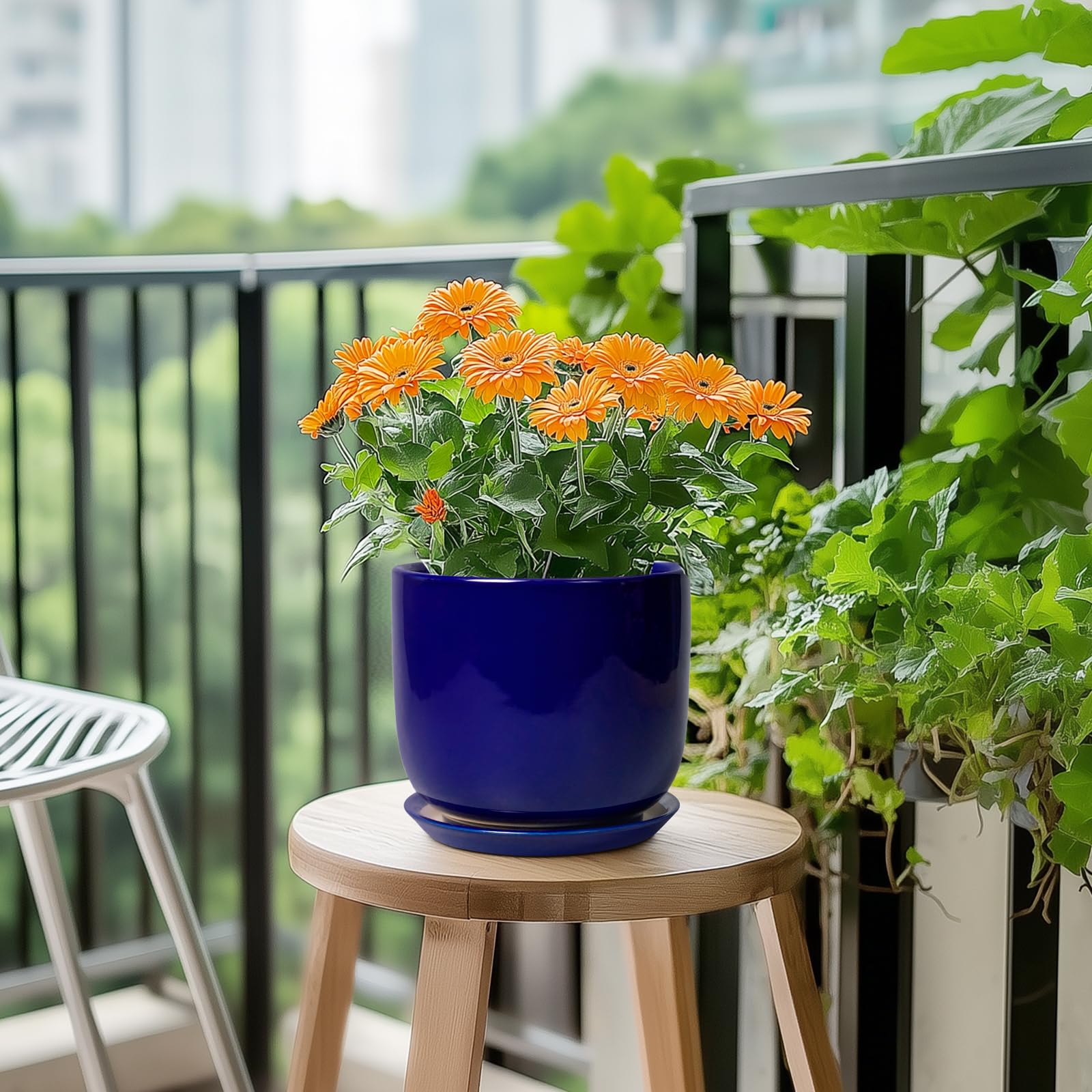 SUNPOTFOR maceta en escritorio con planta, añade color y orden al espacio