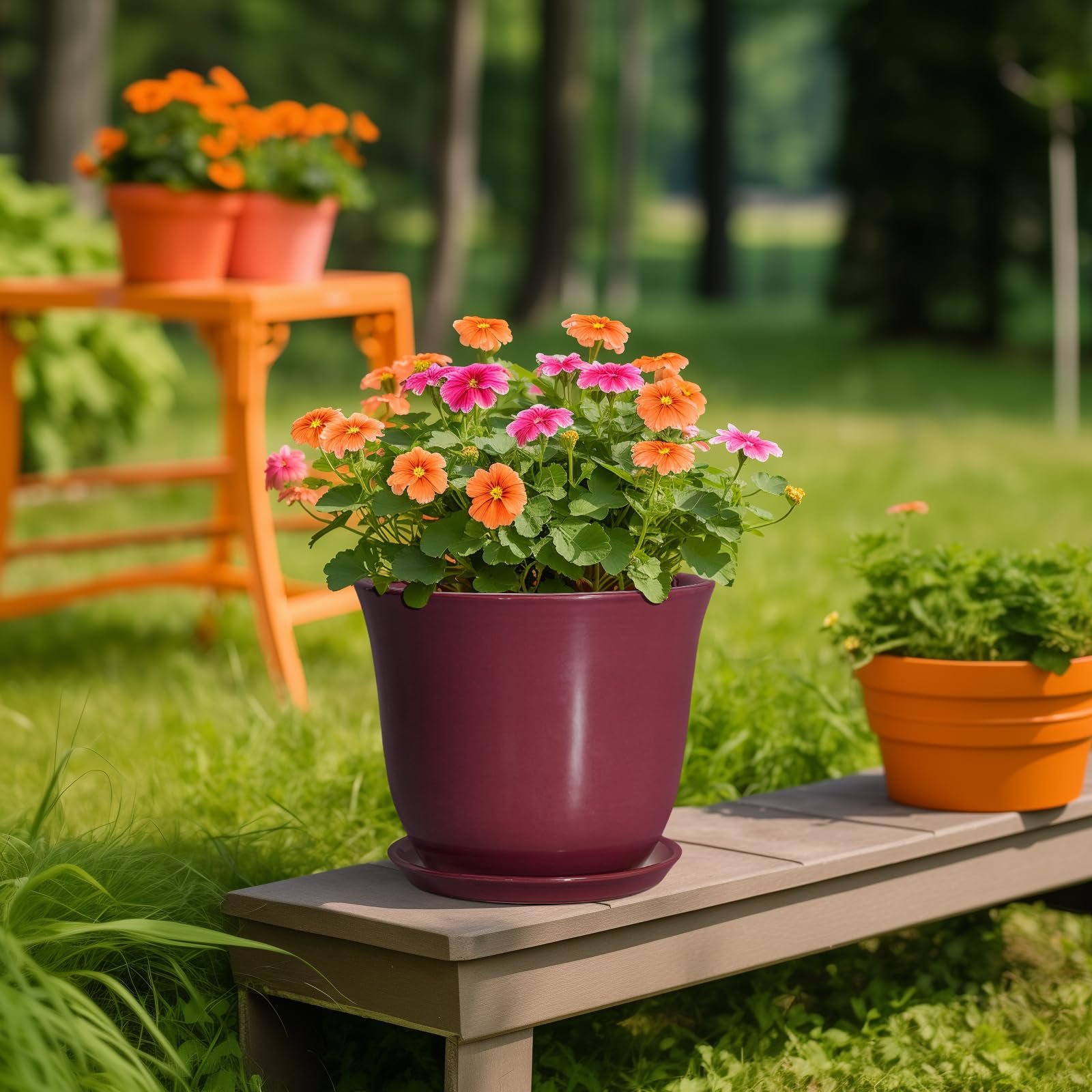 SUNPOTFOR maceta en patio, adecuada para áreas exteriores protegidas