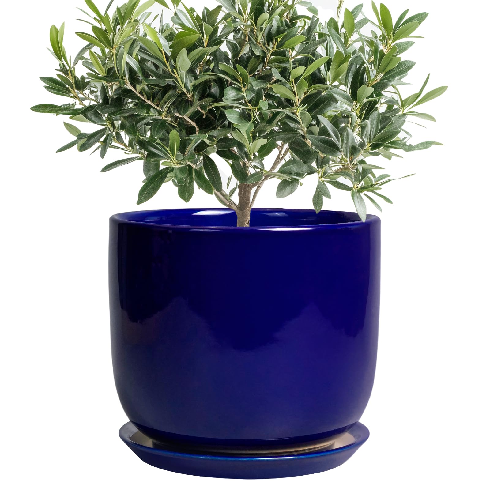 SUNPOTFOR maceta cerámica frontal azul mostrando forma y acabado elegante