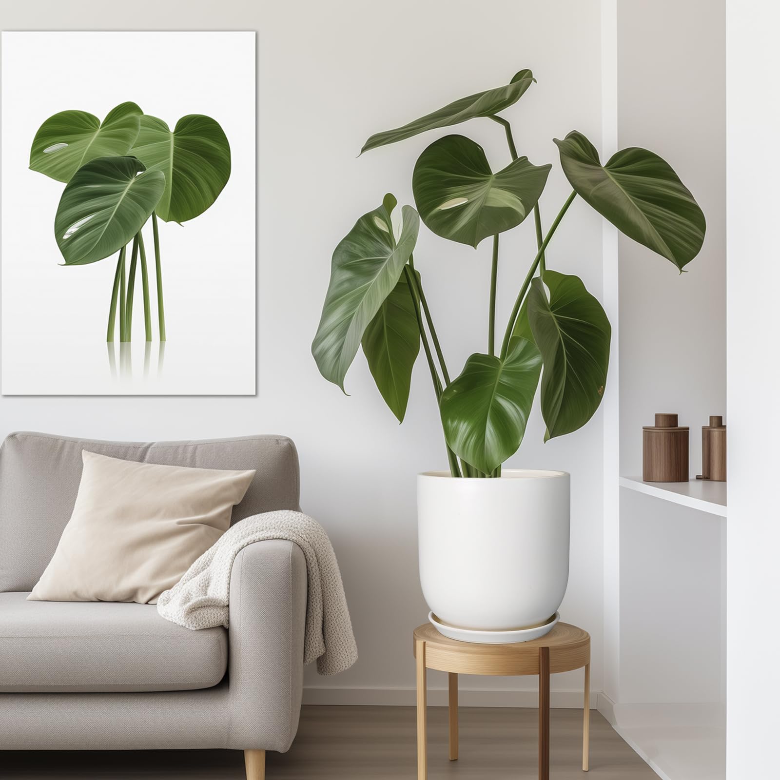 SUNPOTFOR maceta con monstera muestra compatibilidad con plantas grandes