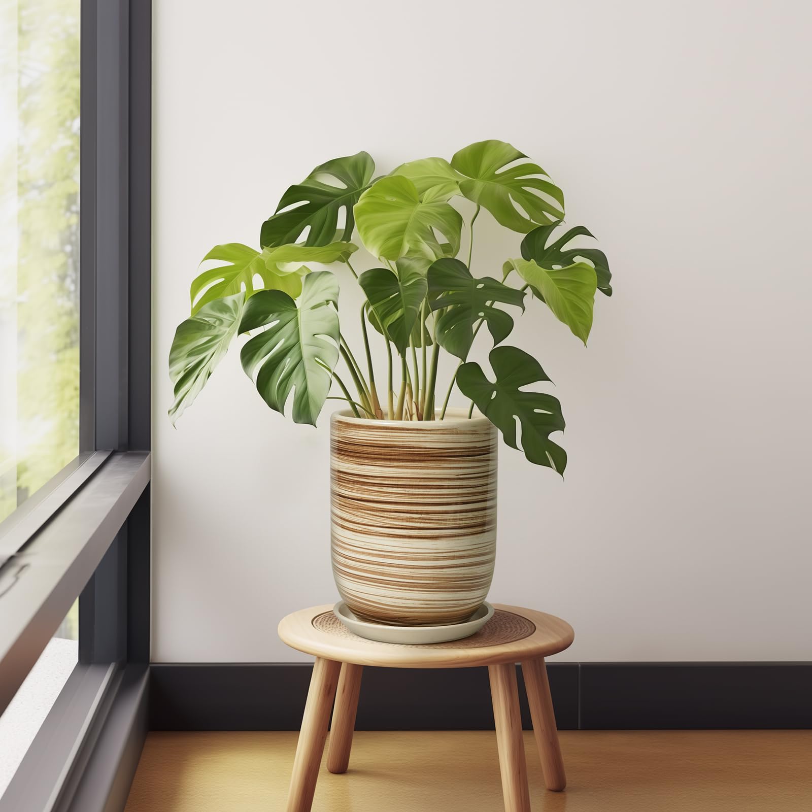 SUNPOTFOR maceta con monstera, soporte estable para plantas grandes