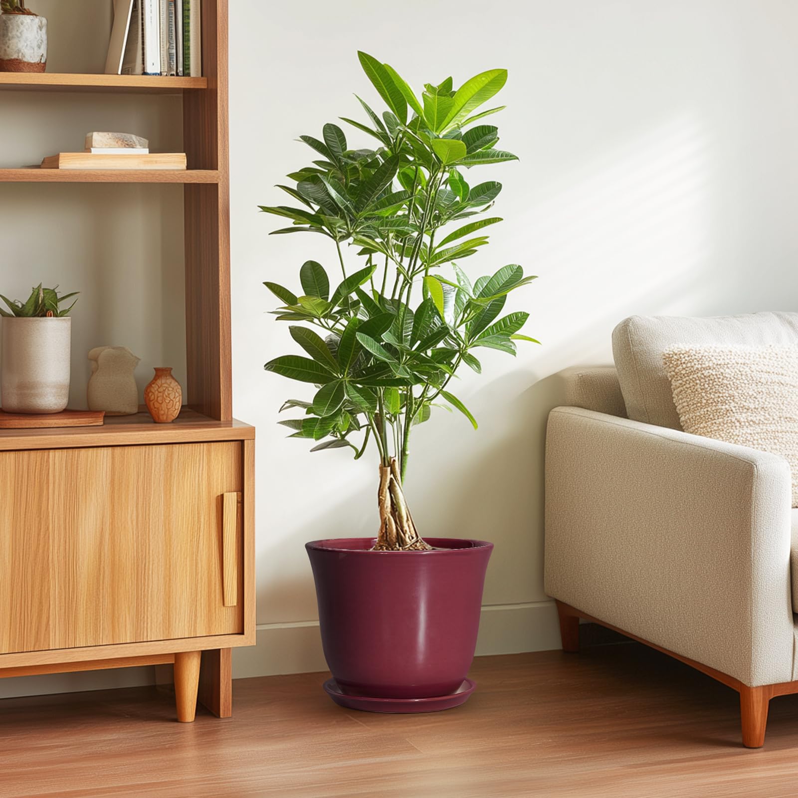 SUNPOTFOR maceta con planta en sala, aporta verdor y estilo interior