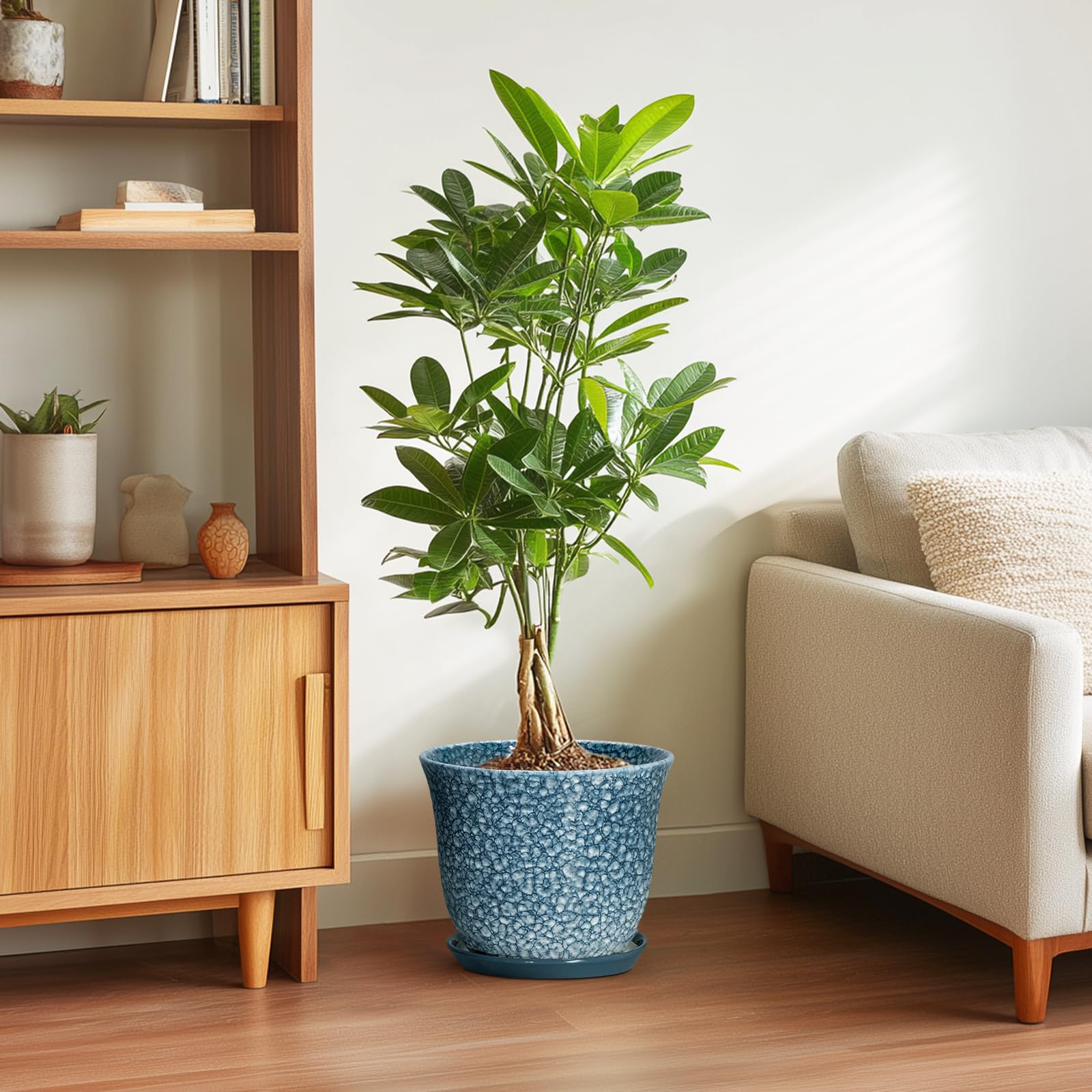 SUNPOTFOR maceta con planta en salón realzando decoración interior