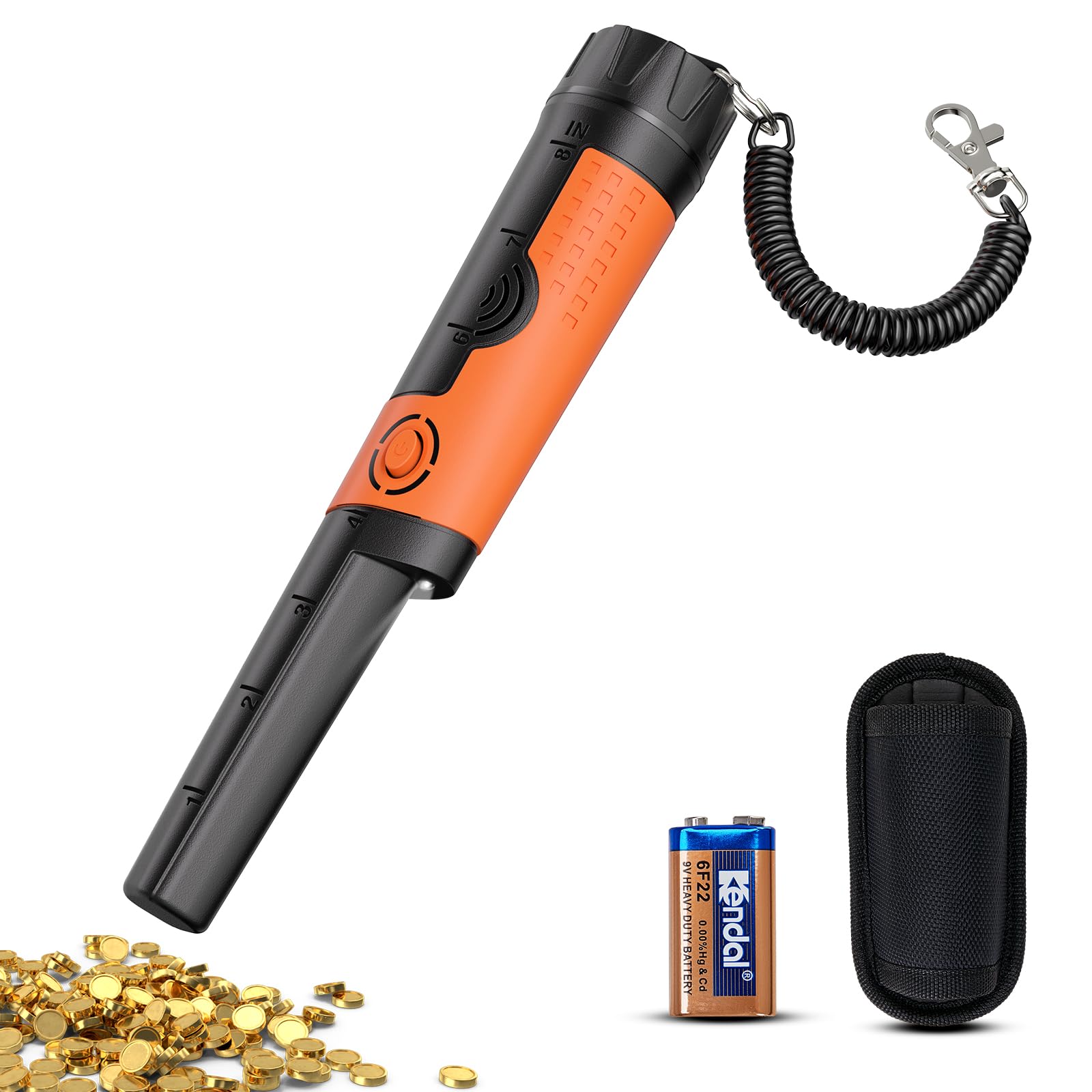 SUNPOW pinpointer frontal mostrando controles y beneficio de uso sencillo