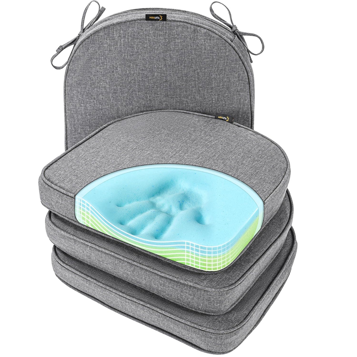 SUNROX vista frontal del set de 4 cojines, comodidad inmediata