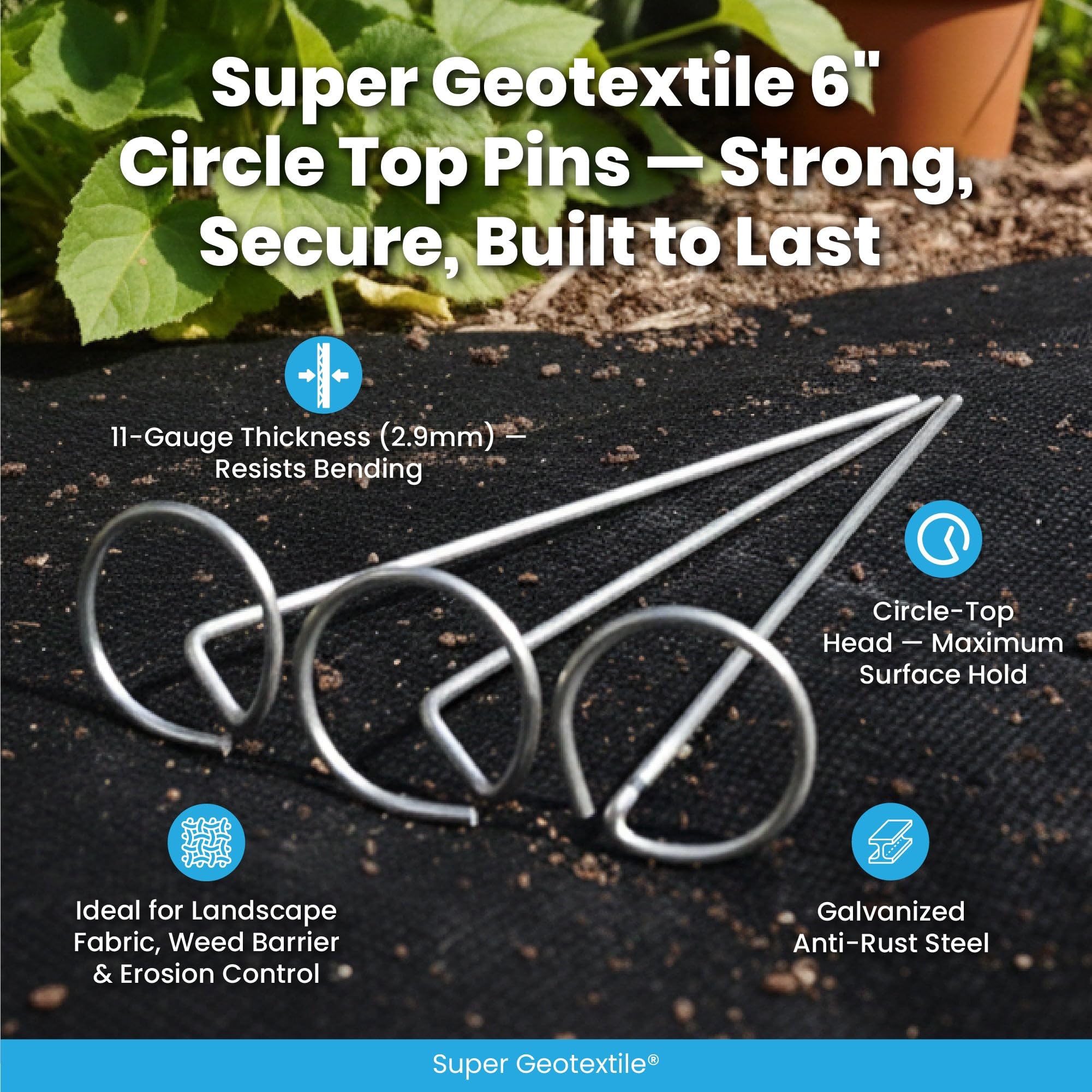 Super Geotextile cabeza redonda, instalación fácil sin dañar tela