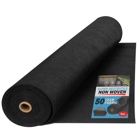 Super Geotextile rollo frontal mostrando tamaño y facilidad de instalación