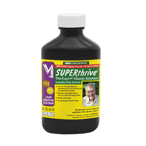 SUPERthrive frasco frontal mostrando etiqueta y concentración para aplicación sencilla