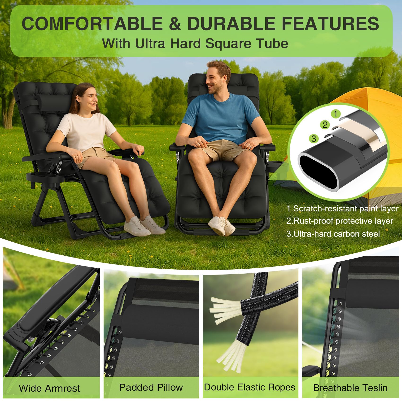 Suteck silla plegable siendo transportada, portátil y ligera