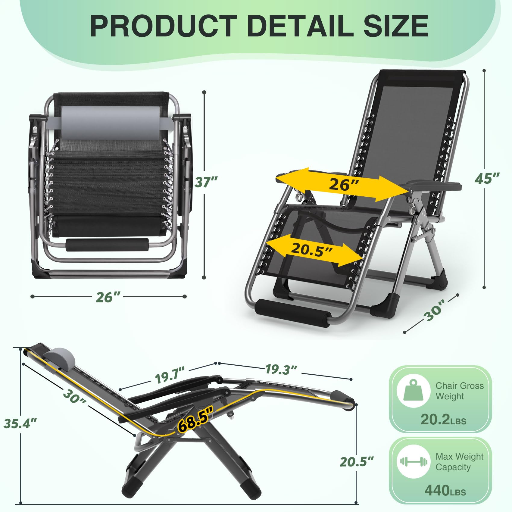 Suteck silla reclinada en jardín para relajación ergonómica al aire libre