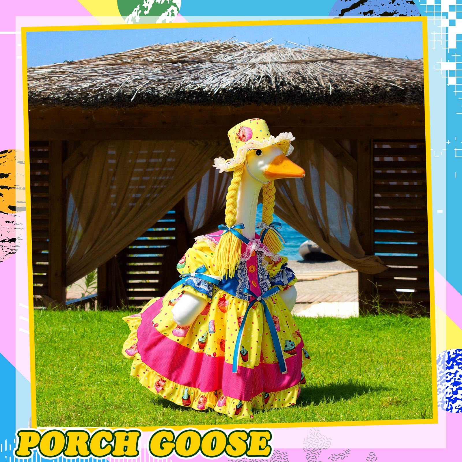 Suzile ganso vestido en porche, mejora la bienvenida y decoración