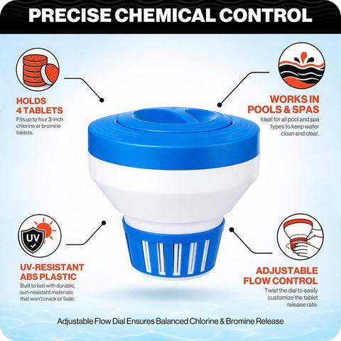 Swimables anillo ajustable en primer plano para control preciso del cloro