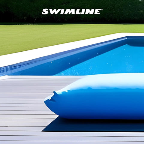 Swimline cojín bajo cubierta evitando acumulación de agua central