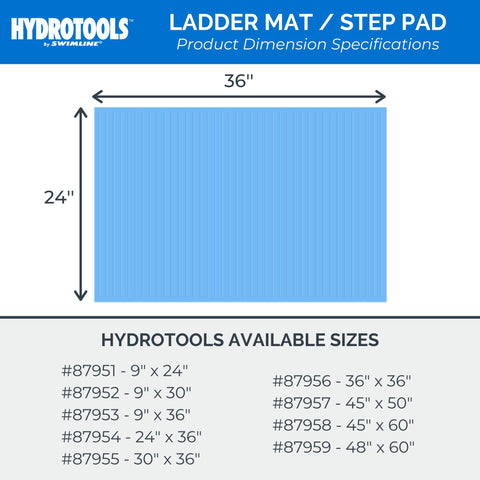 Swimline tapete 24x36 junto a objetos para comparar tamaño práctico