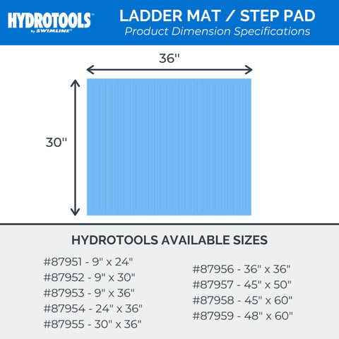 SWIMLINE tapete 30x36 comparado con peldaños para tamaño claro