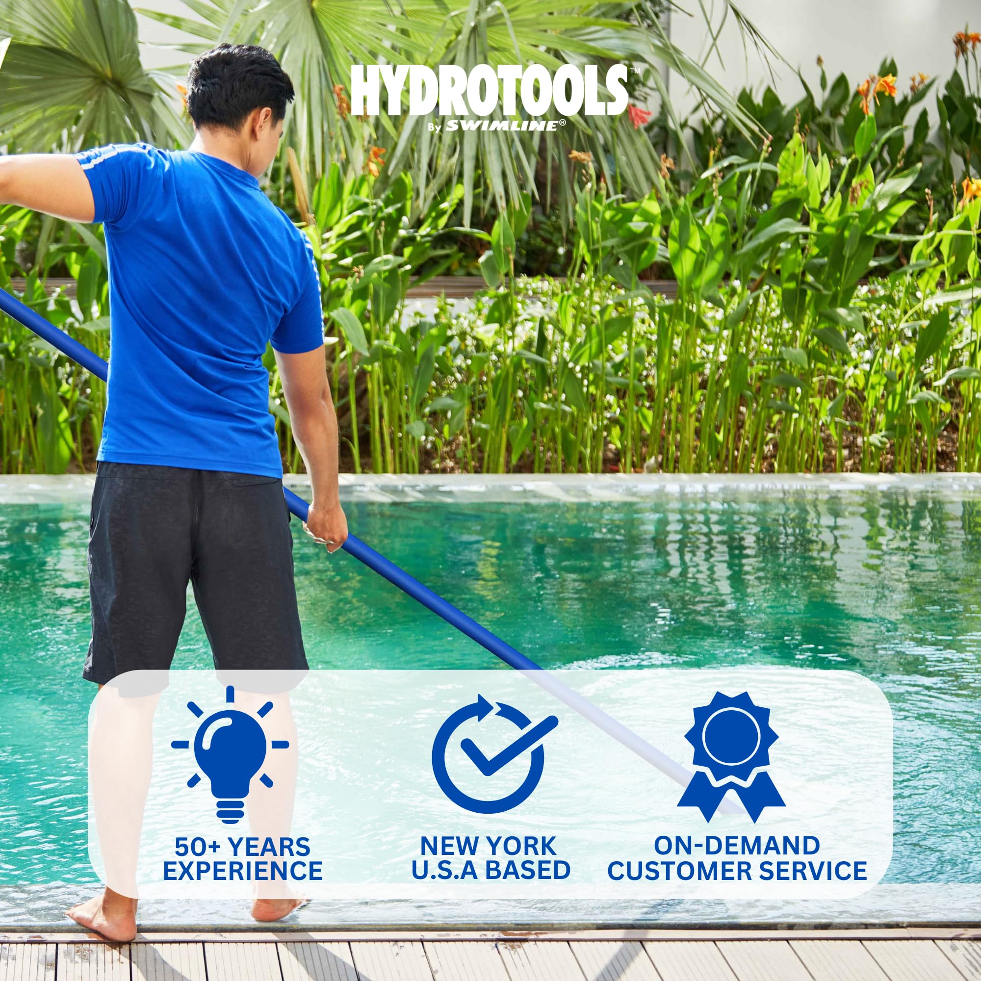 Swimline Hydrotools etiqueta y garantía, confianza del fabricante
