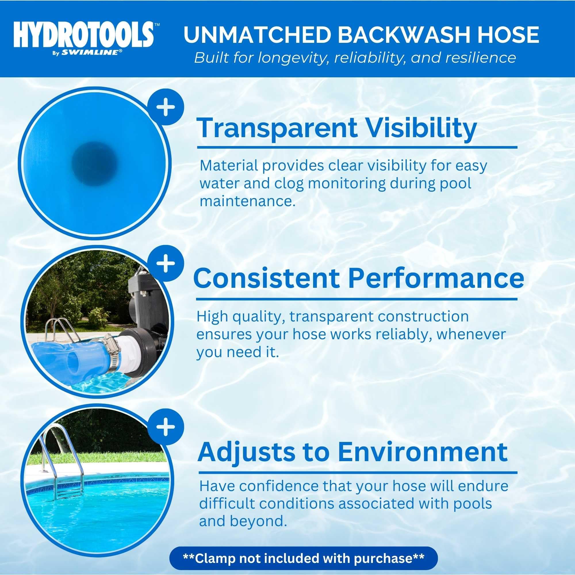 Swimline manguera textura detalle PVC que ilustra durabilidad y resistencia