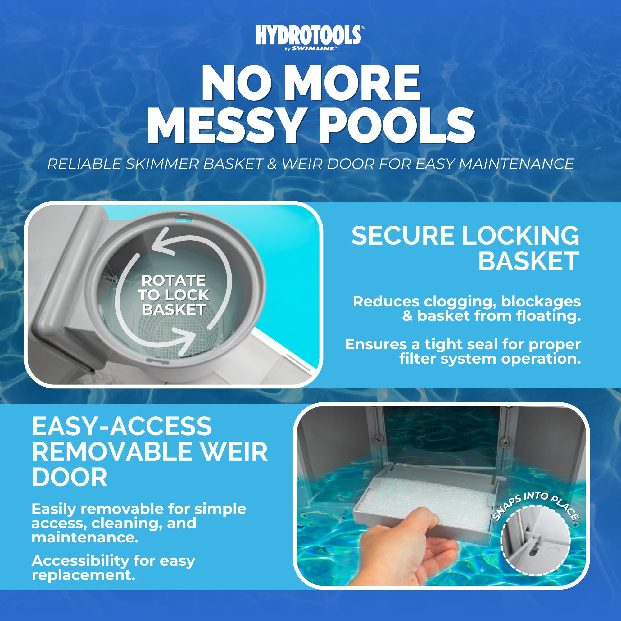 Swimline instalación thru-wall en pared de piscina elevando seguridad y sellado