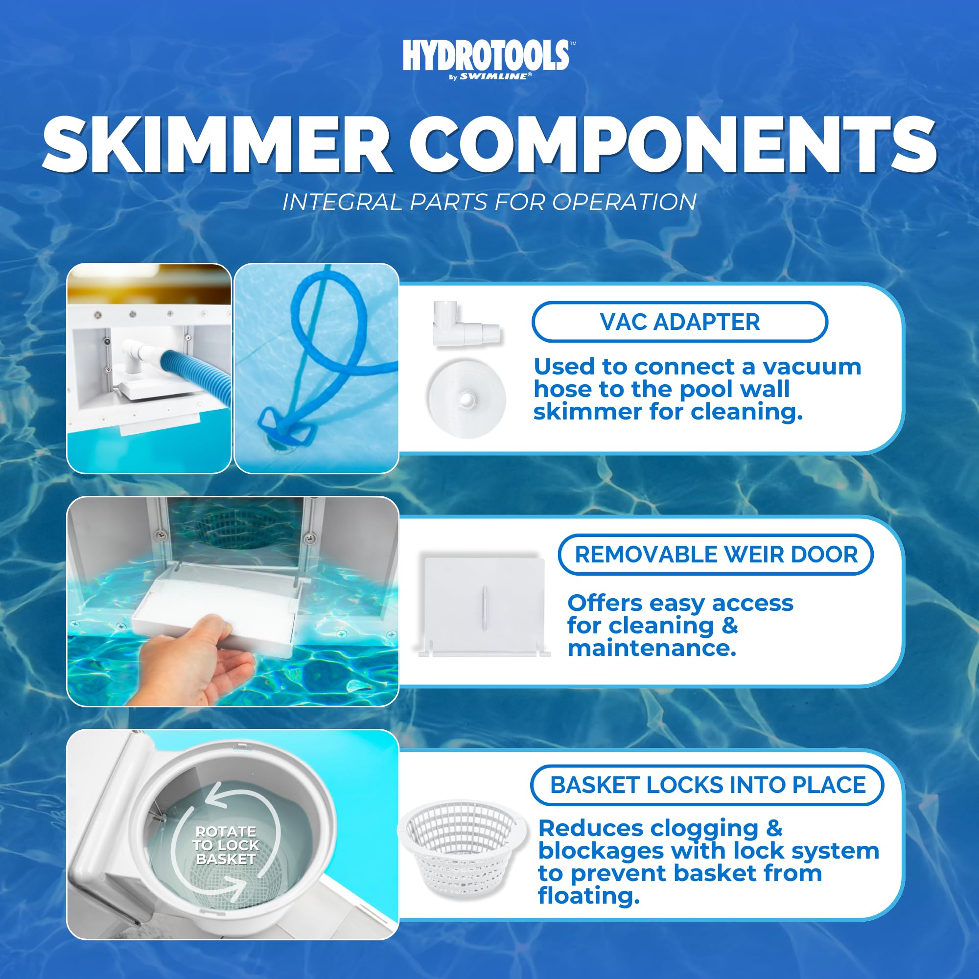 Swimline textura ABS resistente que prolonga la vida útil del skimmer