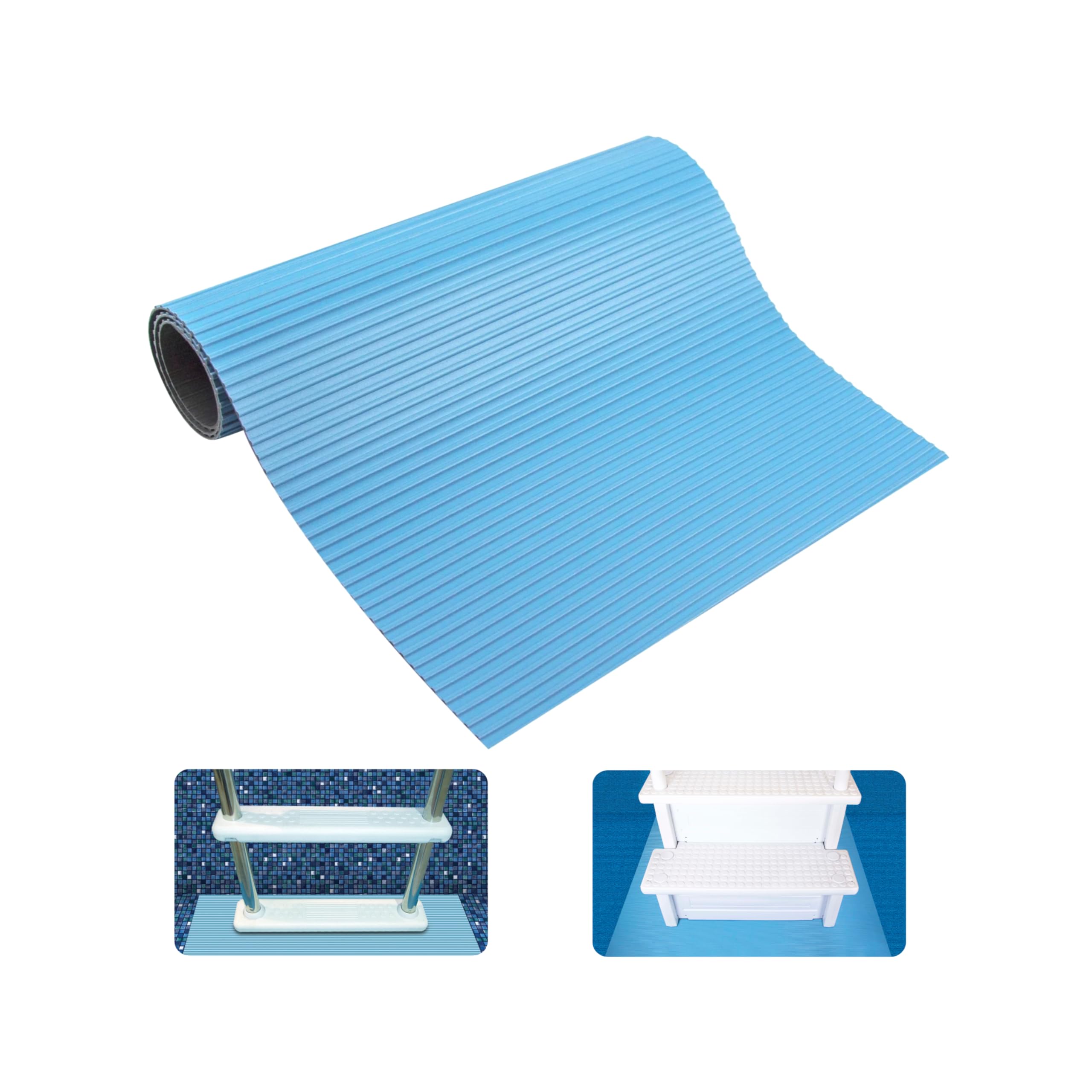 SWIMLINE vista frontal del tapete mostrando ajuste y protección