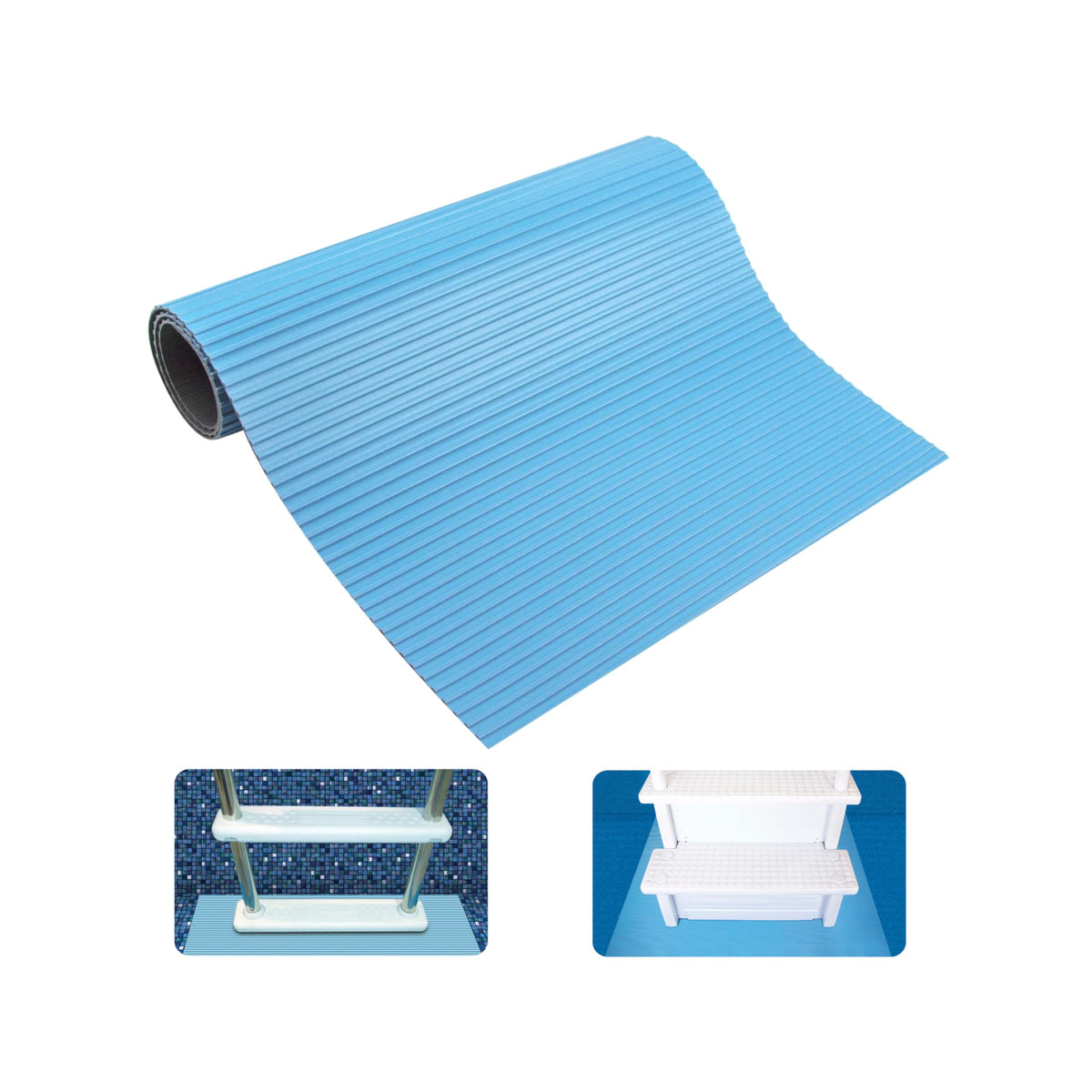 SWIMLINE vista frontal del tapete mostrando ajuste y protección