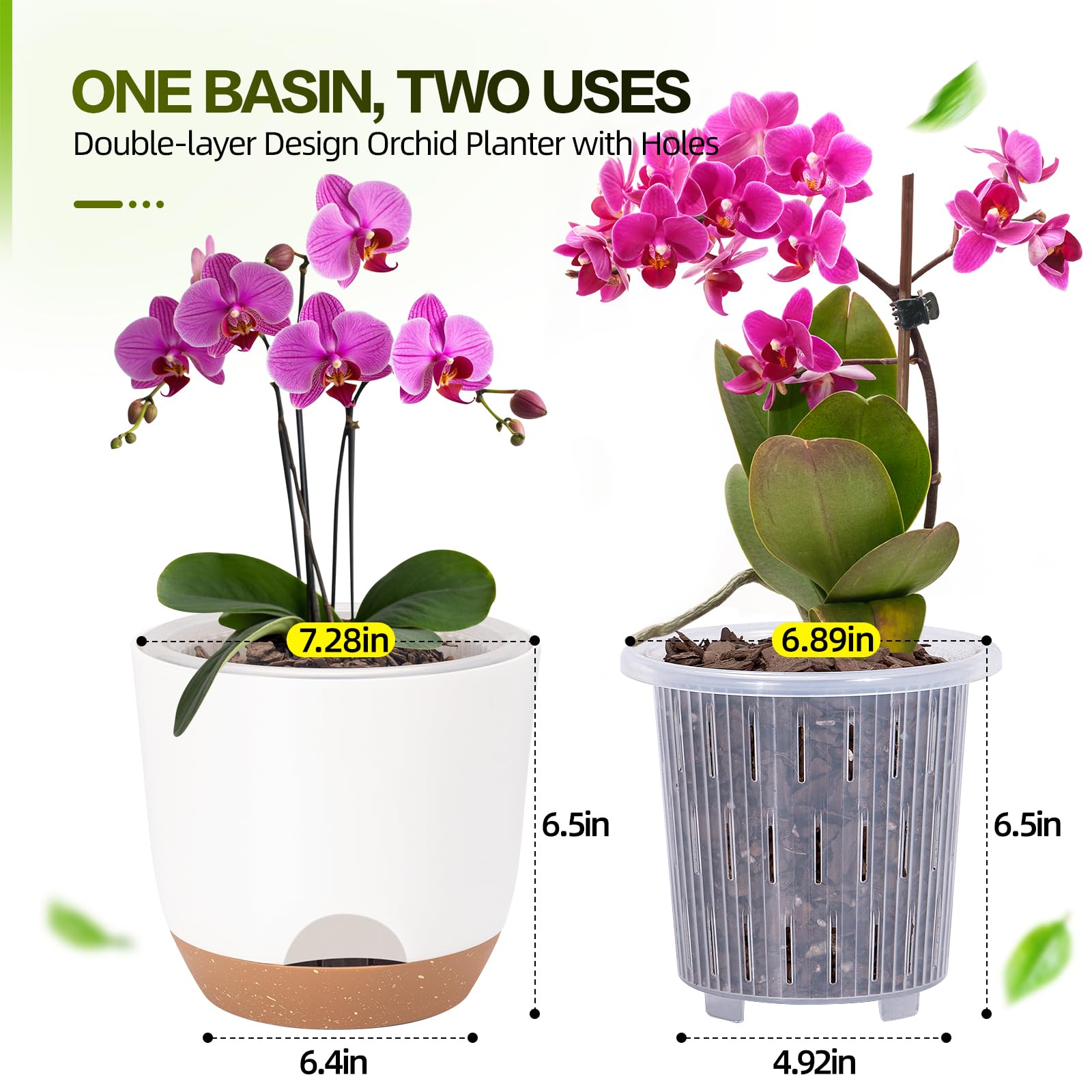 Sxueg maceta en uso con orquídea favoreciendo riego constante