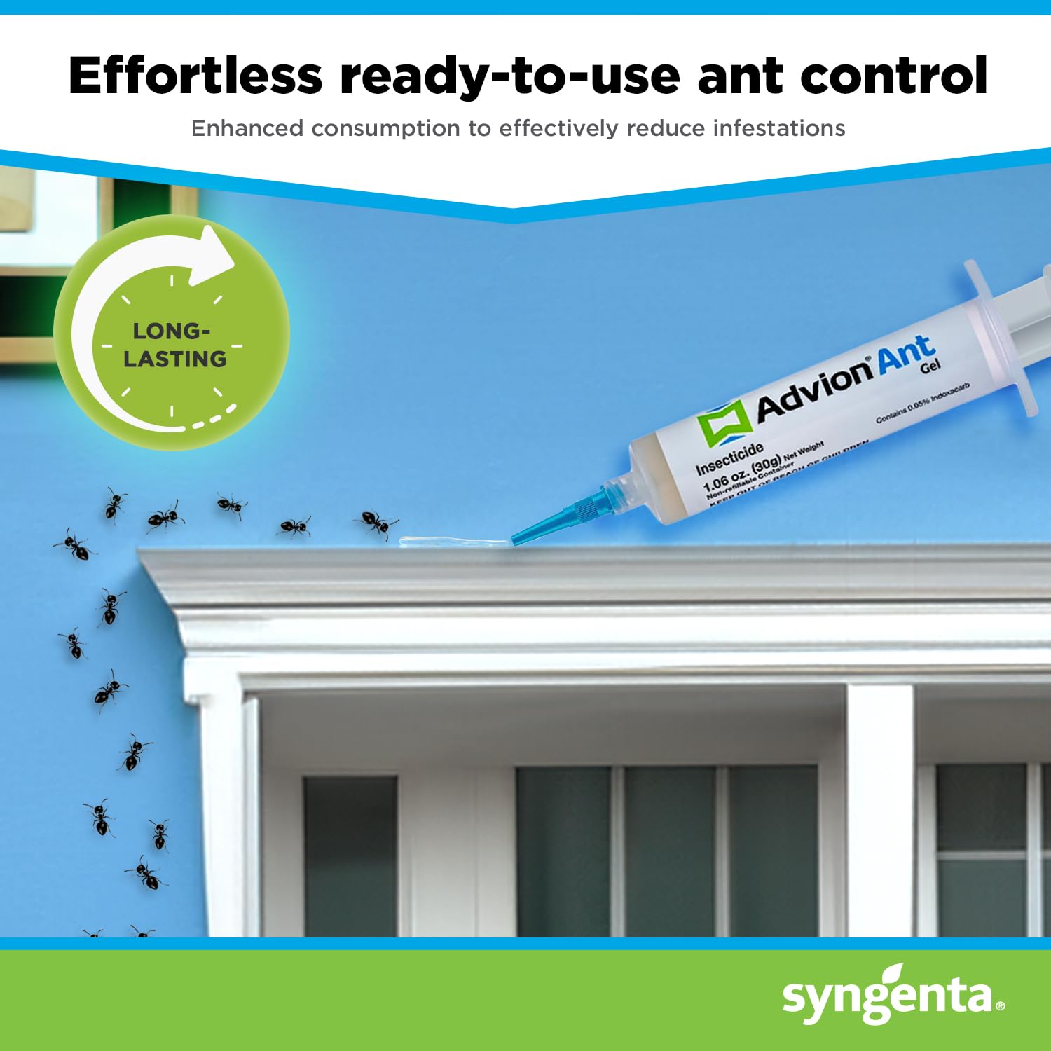 Syngenta Advion Ant Gel comparación de tamaño en mano para dosificación exacta