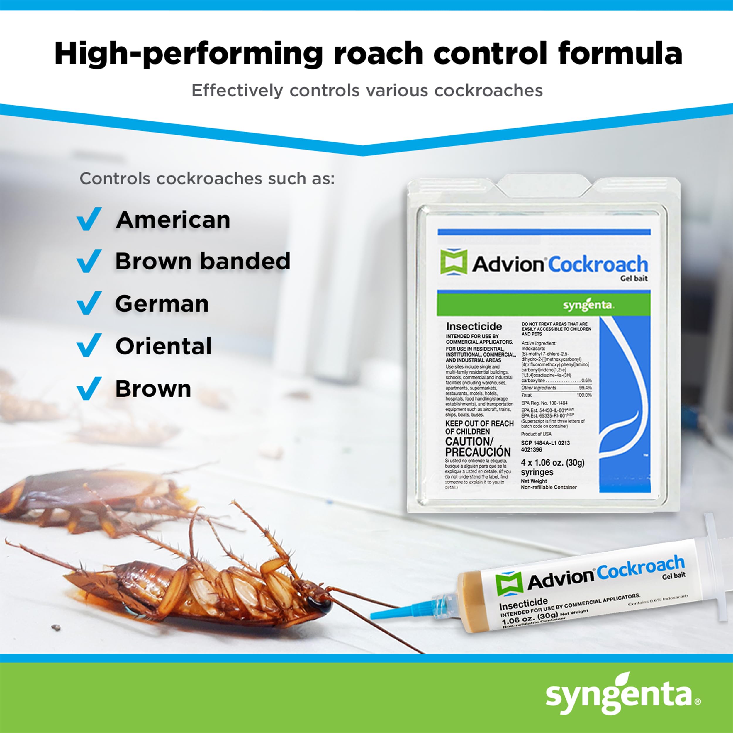 Syngenta Advion émbolo aplicador highlighting facilidad de dosificación y precisión