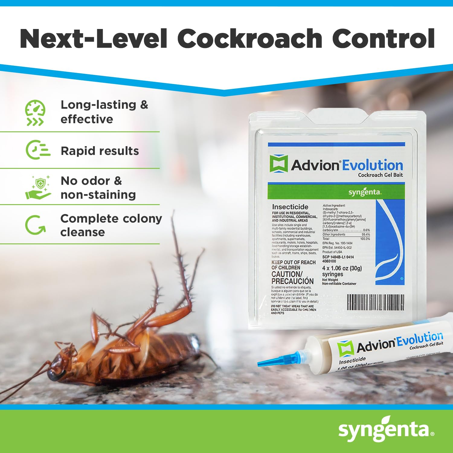Syngenta Advion Evolution jeringa aplicadora en primer plano, colocación precisa