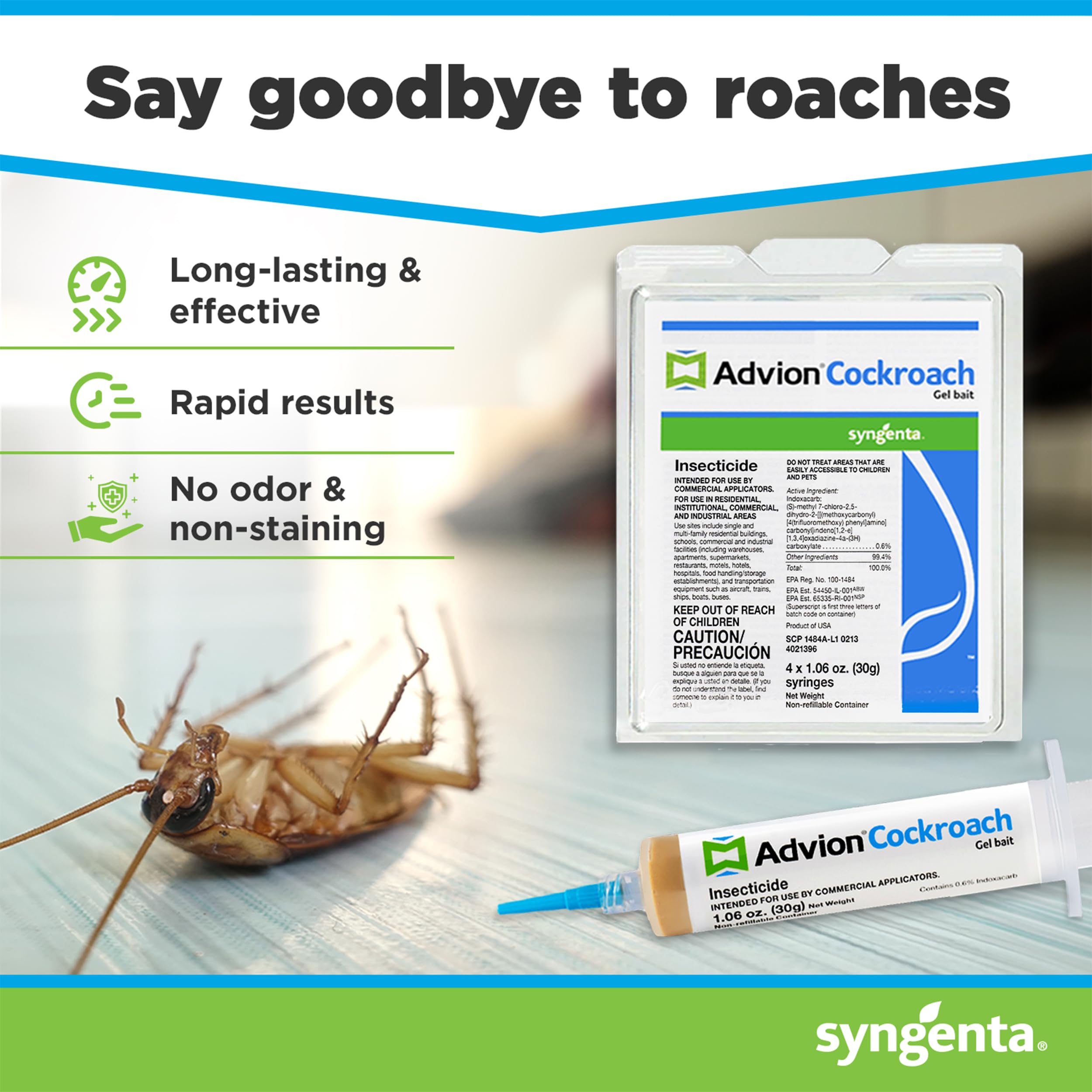 Syngenta Advion detalle del gel en la punta del tubo evidenciando textura y control