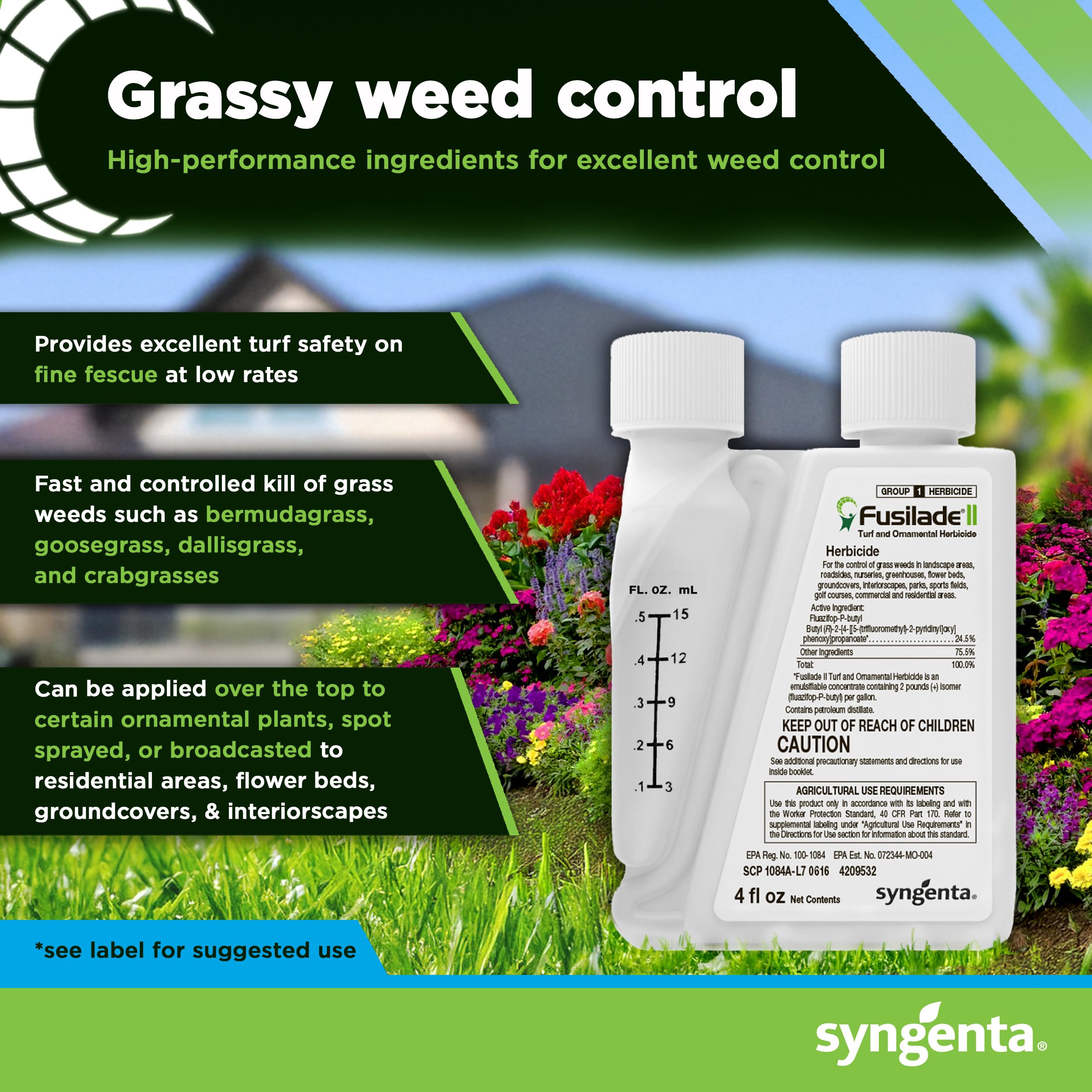 Syngenta Fusilade II etiqueta visible mostrando instrucciones y seguridad para usuarios