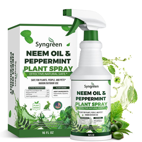 Syngreen botella frontal de neem con menta mostrando etiqueta clara y beneficios