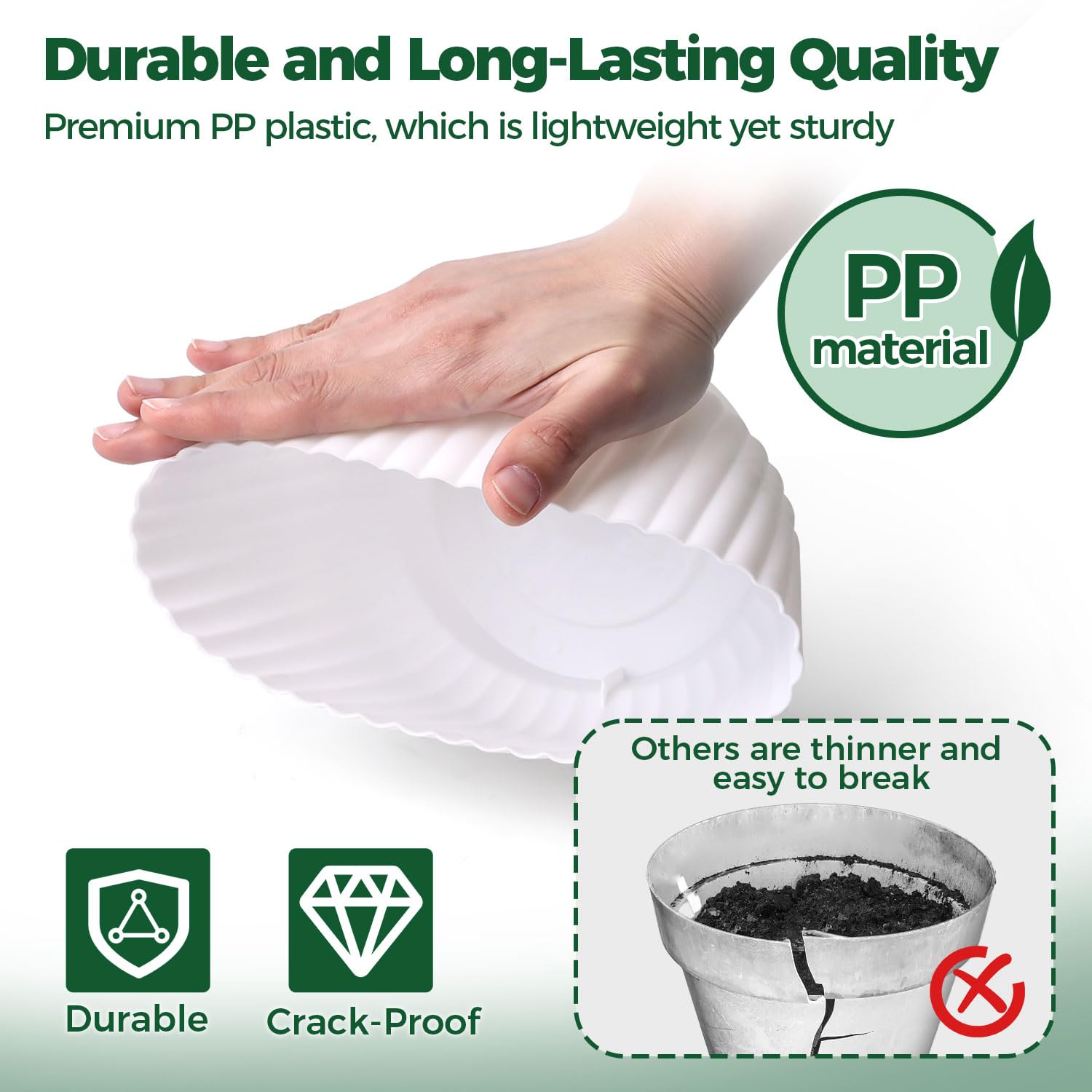 T4U textura del plástico blanco resistente y seguro para plantas