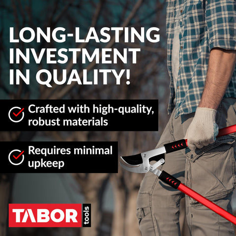 TABOR TOOLS embalaje y etiqueta del producto con especificaciones y garantía del fabricante