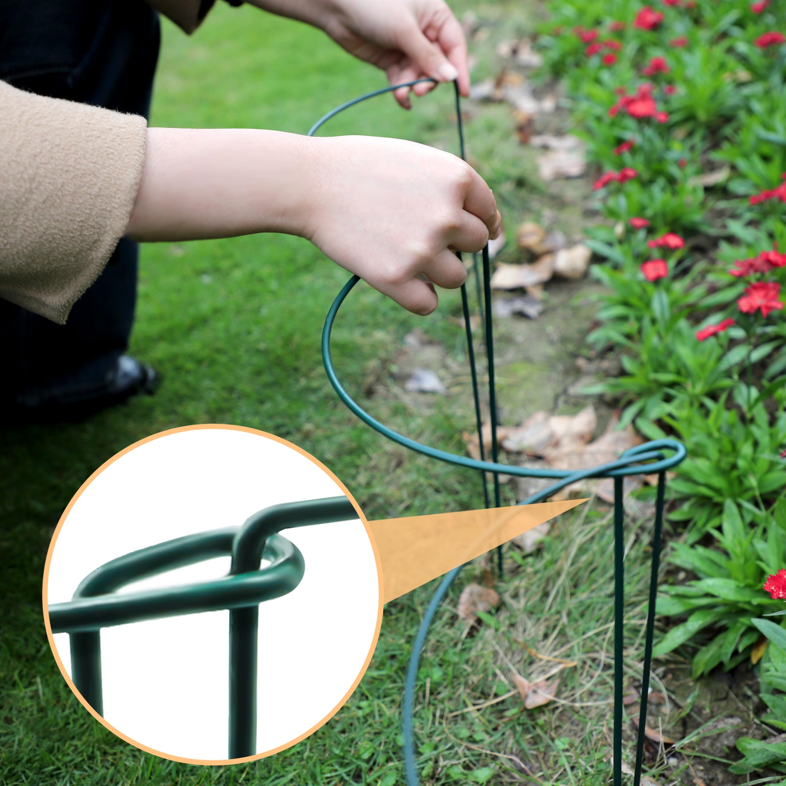 TCBWFY hileras de soportes creando un borde ordenado en el jardín