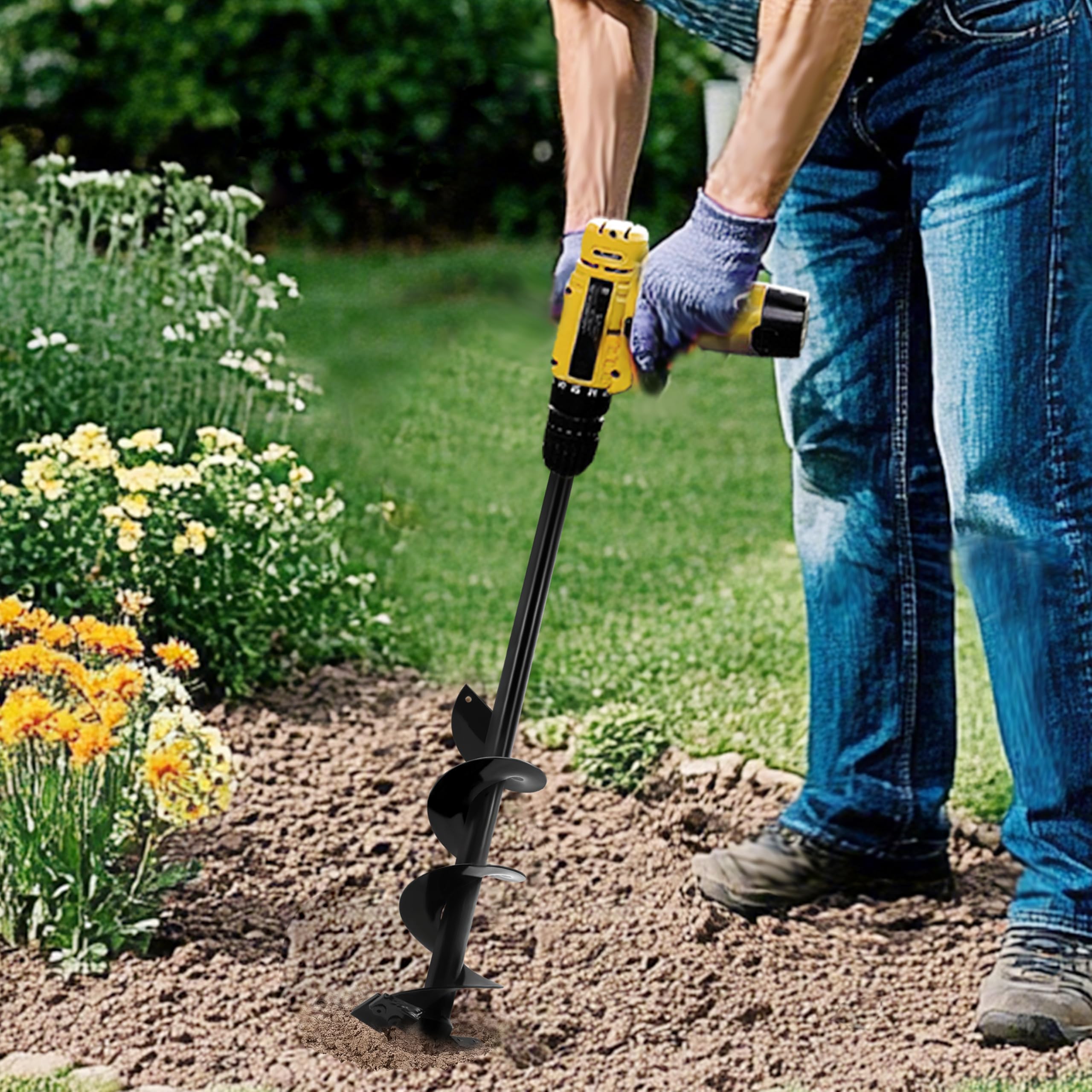 TCBWFY ambiente de jardín con la broca lista para plantar bulbos y ahorrar tiempo