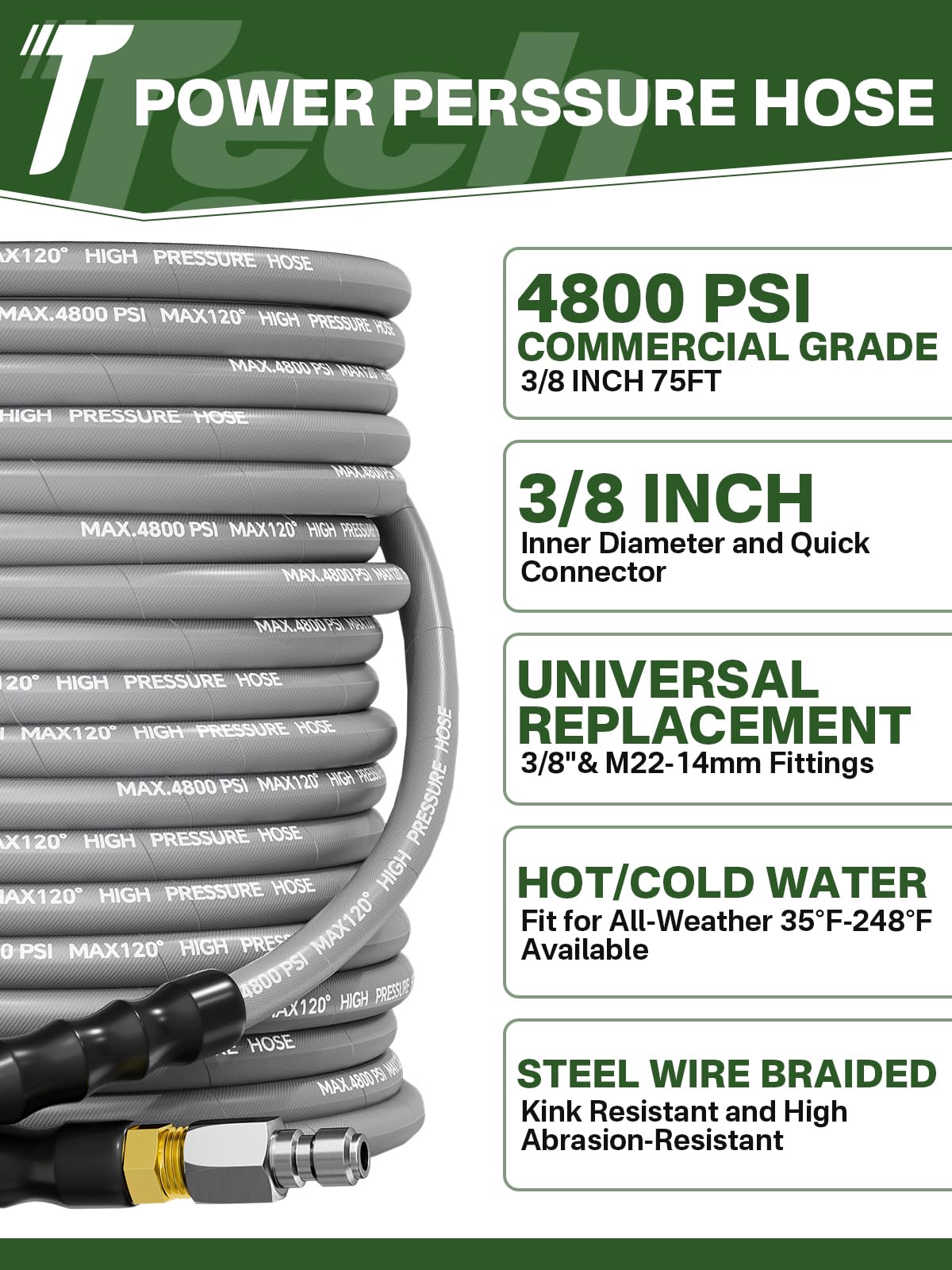 TechSweepPro conector giratorio 3/8" en primer plano que evita nudos