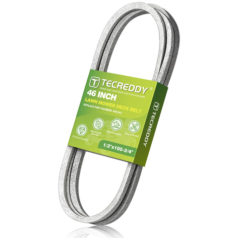 Tecreddy correa frontal para deck 46" mostrando ajuste preciso y compatibilidad