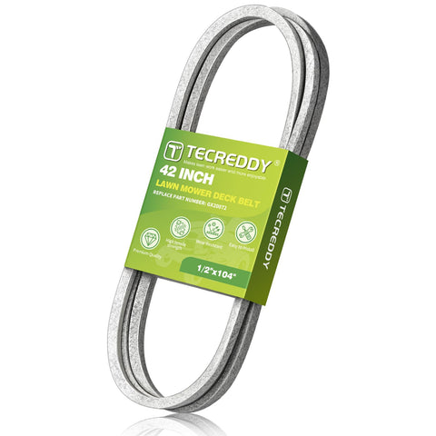 Tecreddy correa frontal en empaque mostrando compatibilidad John Deere y larga duración