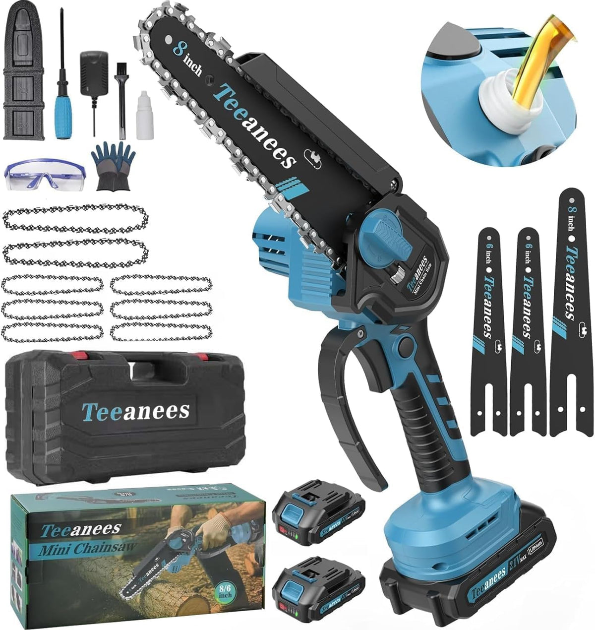 TEEANEES vista frontal del kit mostrando valores y accesorios listos