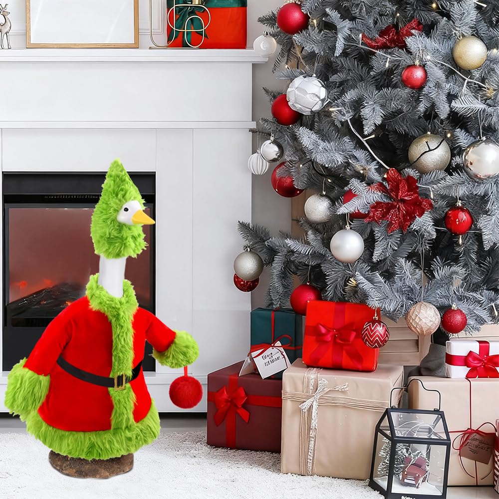 Teeanzo escena de patio con ganso vestido aportando ambiente navideño