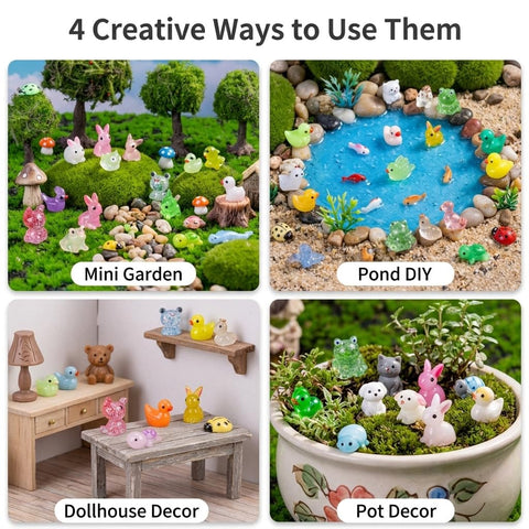 Teenzee figura situada en micro jardín realzando el paisaje en miniatura