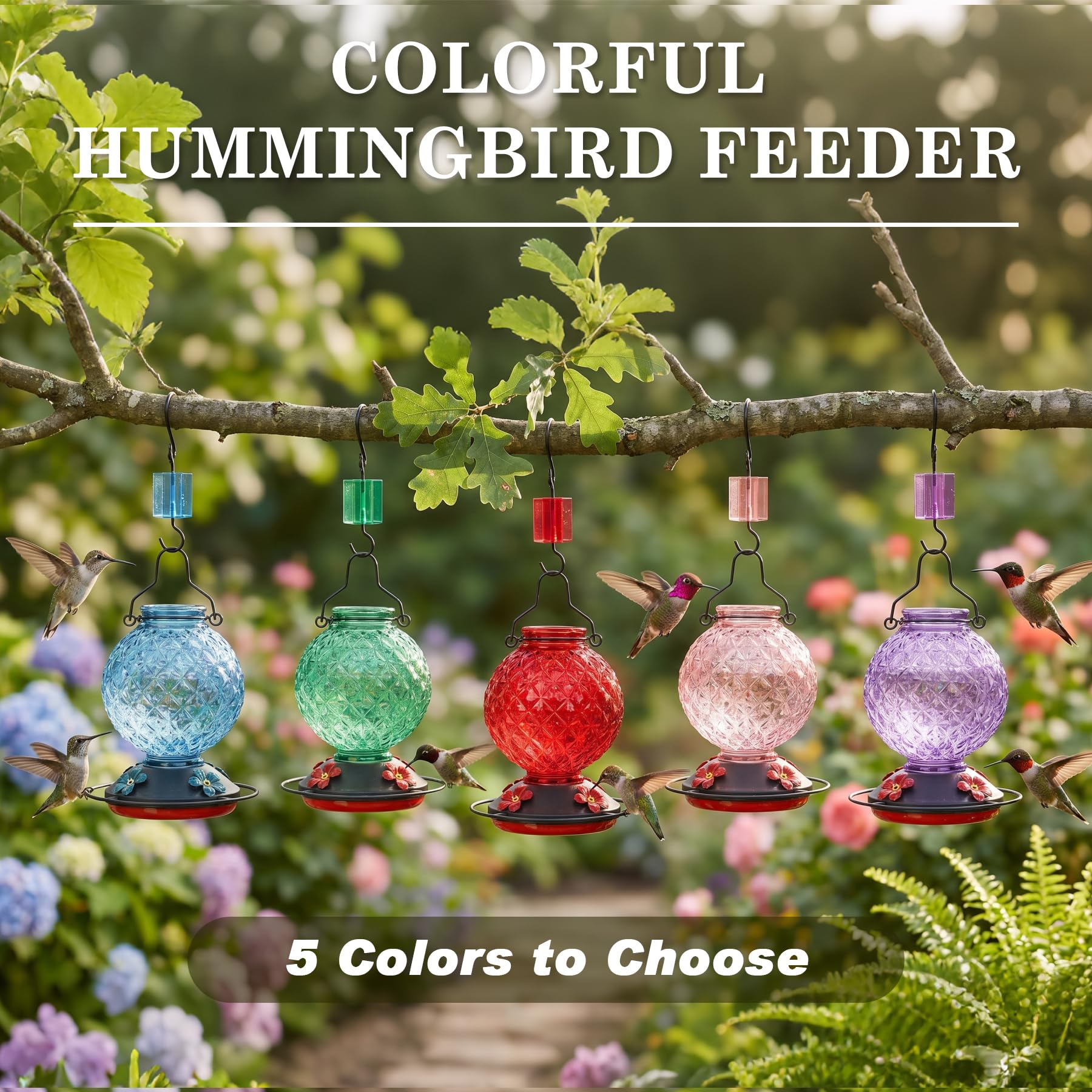 Tegarbed base en flor metálica con percha circular para varios colibríes