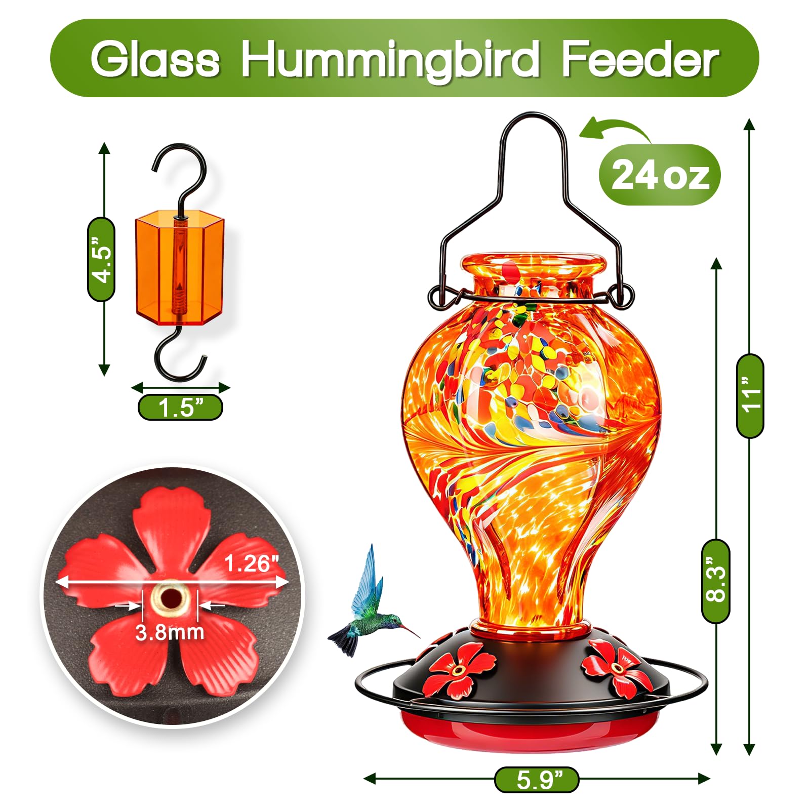 Tegarbed detalle del patrón fénix en vidrio, diseño artesanal visible