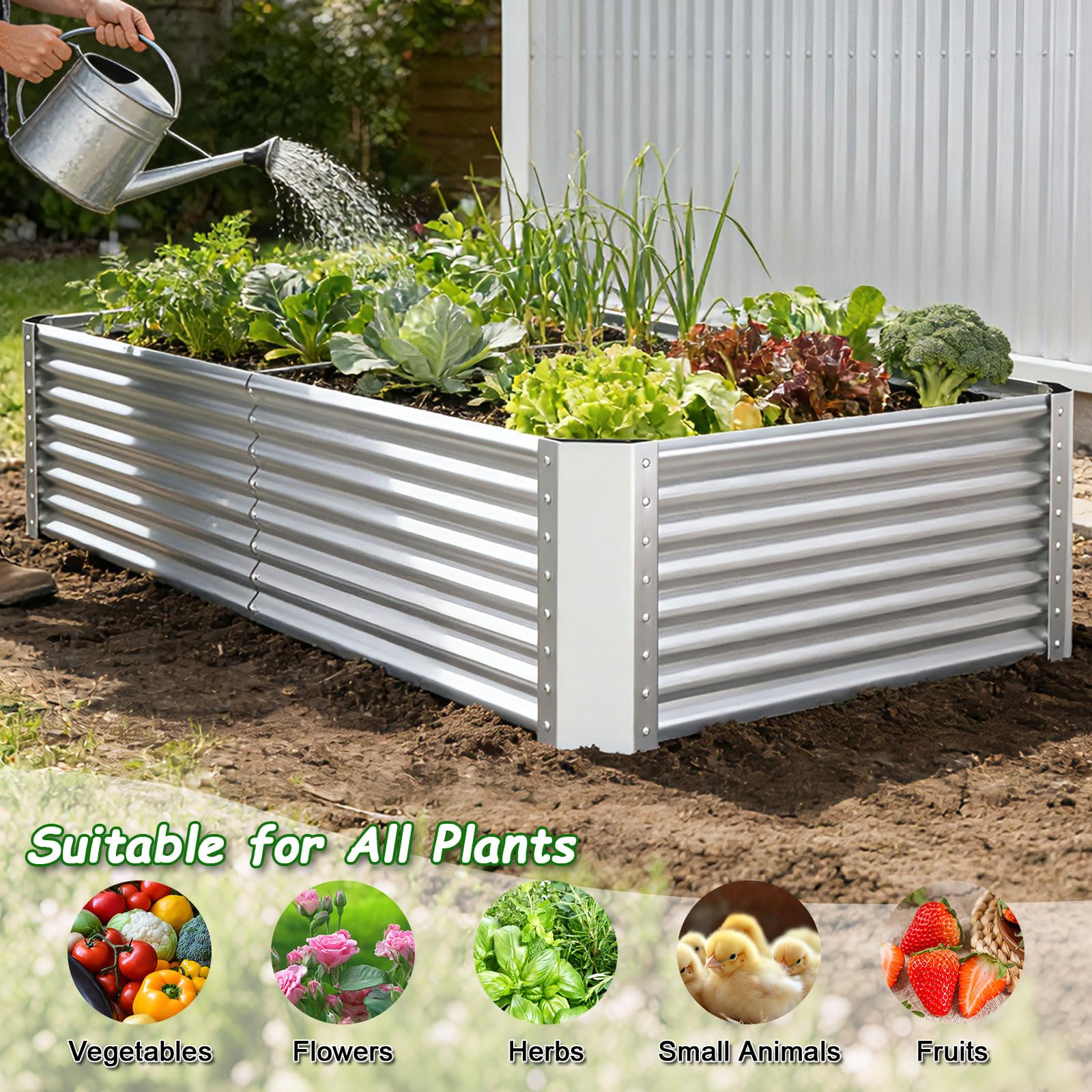 Tegarbed jardinera en uso con persona plantando tomates fácilmente