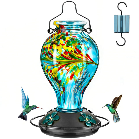 Tegarbed comedero frontal de vidrio soplado Blue Phoenix, atractivo decorativo