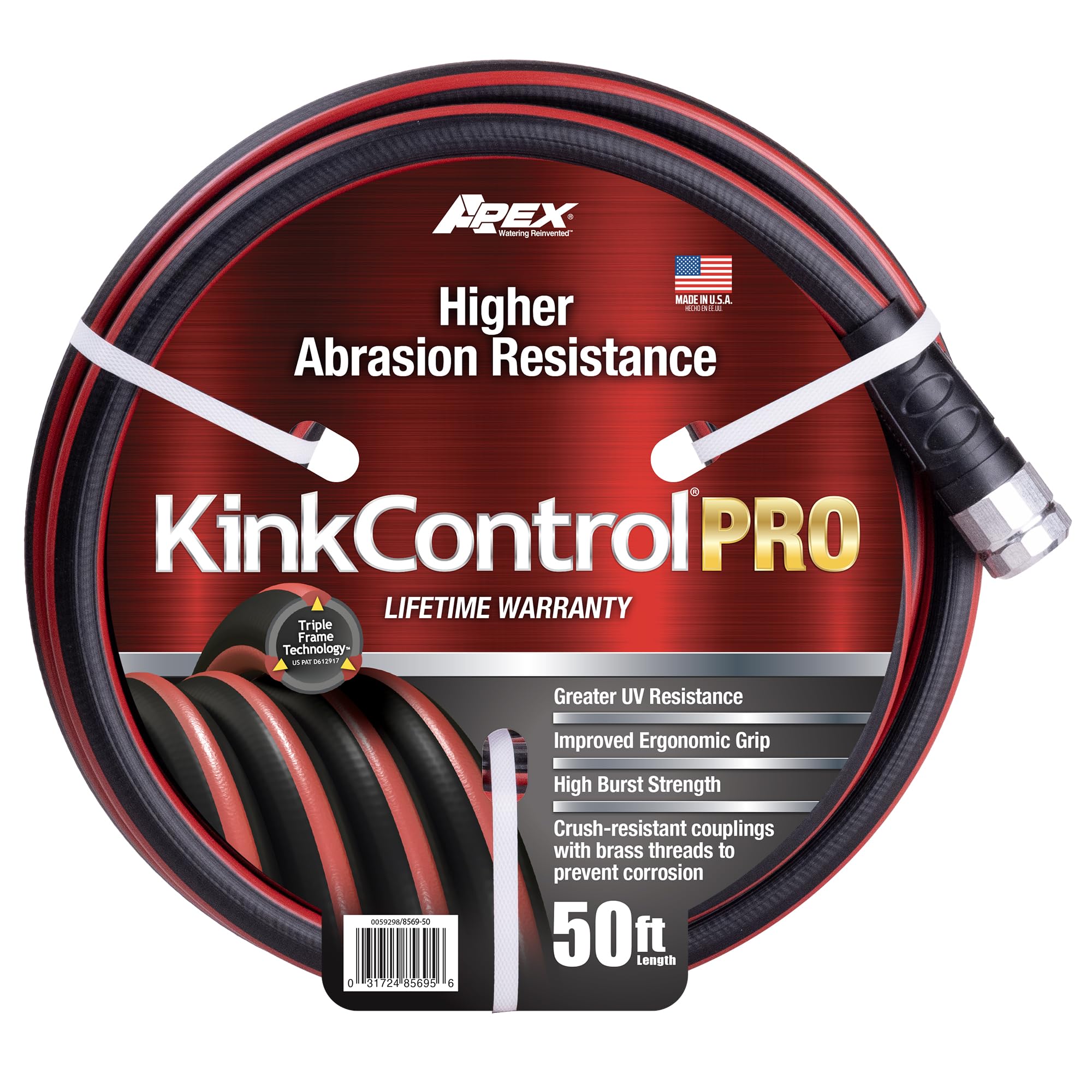 Teknor Apex frontal manguera 50 ft mostrando diseño resistente