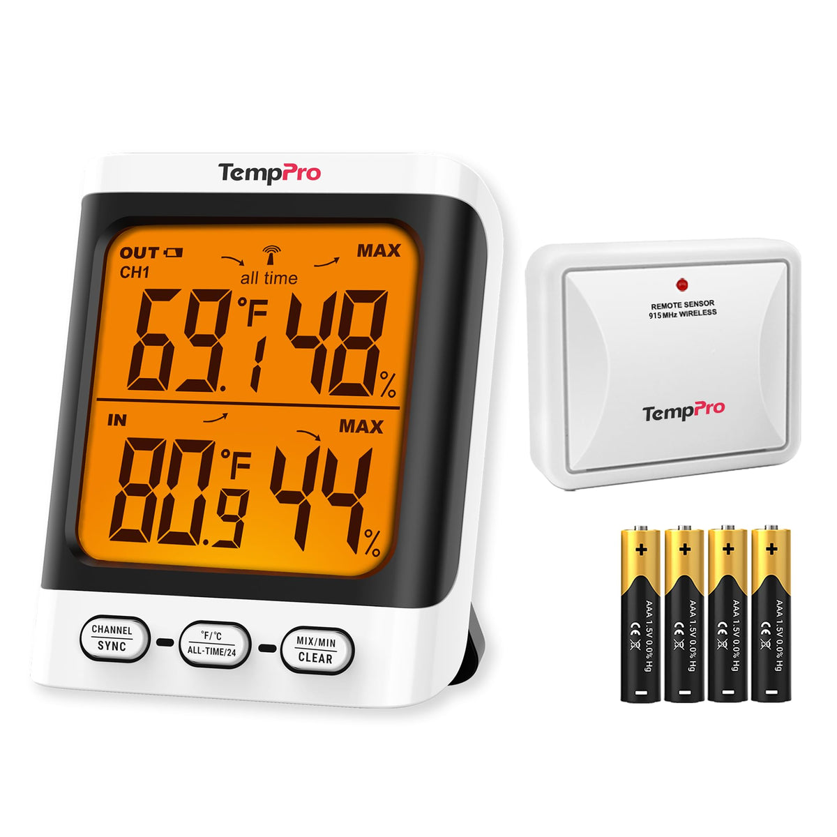 TempPro termómetro frontal con pantalla grande y lectura clara para confort